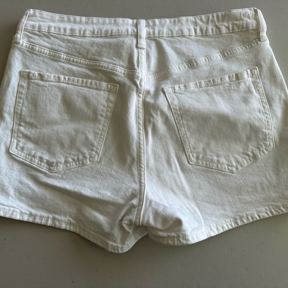 Women's White Denim Shorts - Picture 3 of 4